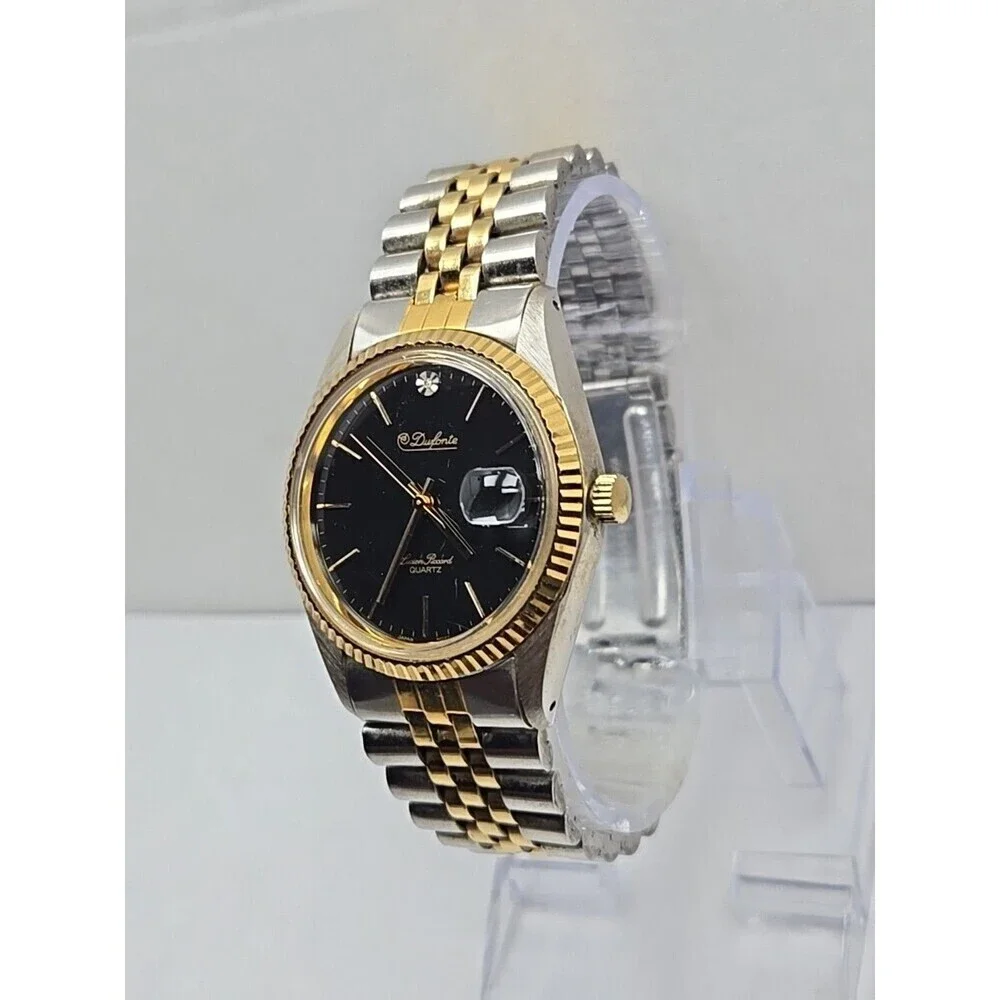 Dufonte Lucien Piccard Two Tone Quartz Watch Date Fluted Bezel Mens New Battery